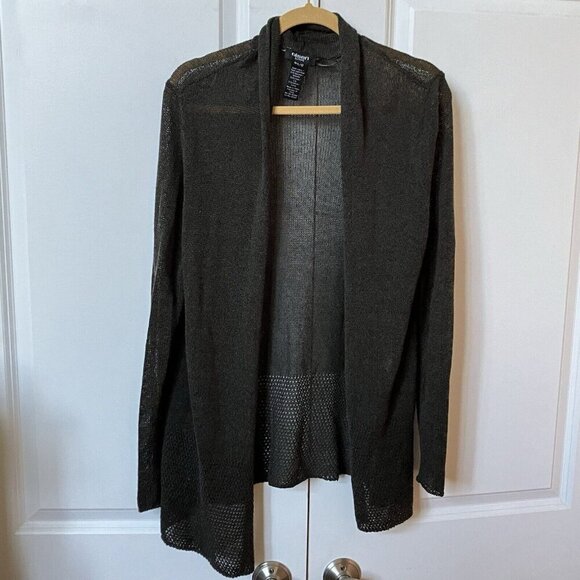 Olsen Europe Cardigan Womens M-L Linen Blend Knit Open Front Lagenlook Boho - Picture 1 of 8